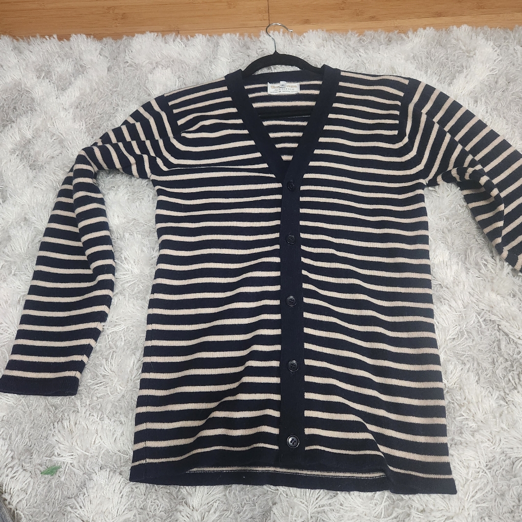 William Lockie X Edifice Striped Wool Cardigan Size 38
